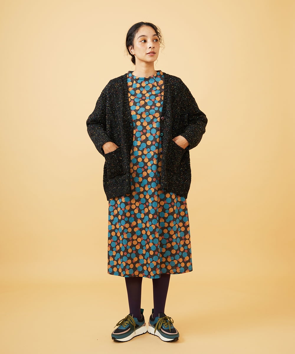 GJPAE36270 Jocomomola(ホコモモラ) Calle de la Bola ドットプリントワンピース ブラウン