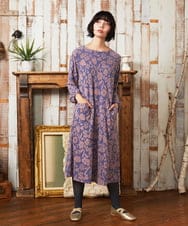 GJPAE38280 Jocomomola(ホコモモラ) Paseo de las flores フラワージャカードワンピース ブラック