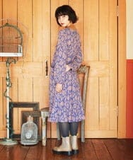 GJPAE38280 Jocomomola(ホコモモラ) Paseo de las flores フラワージャカードワンピース ブラック