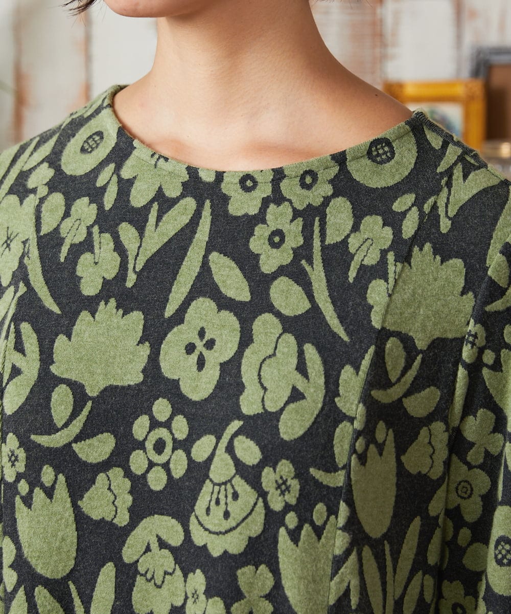 GJPAE38280 Jocomomola(ホコモモラ) Paseo de las flores フラワージャカードワンピース ブラック