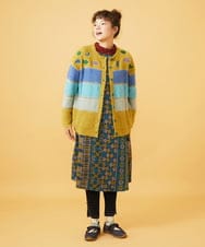 GJPAG35290 Jocomomola(ホコモモラ) 【日本製】Afelpado 幾何柄起毛ジャカードカットソーワンピース ブルー