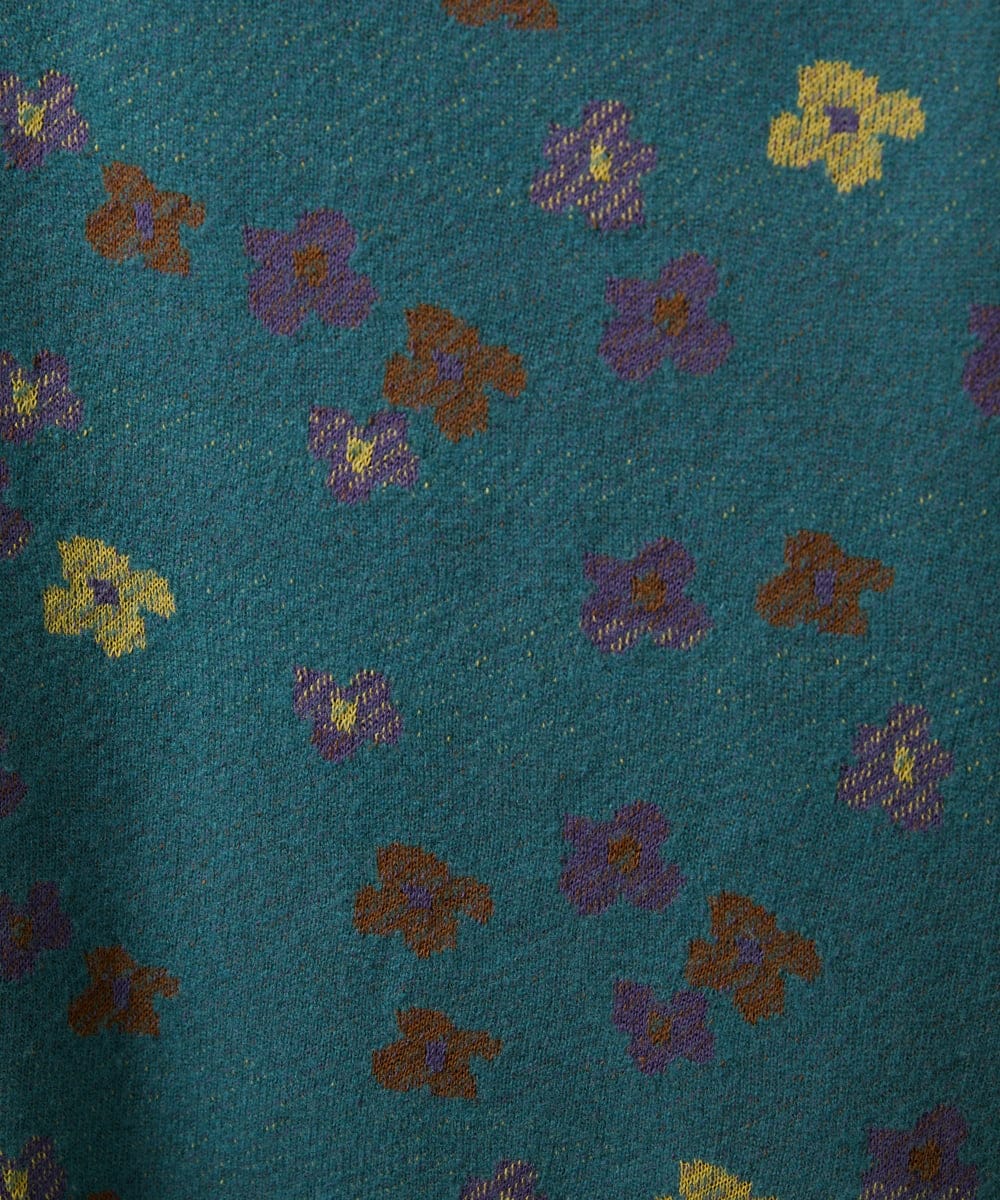 GJPAH37300 Jocomomola(ホコモモラ) 【ダブルポイント】日本製フラワージャカードワンピース ブルー