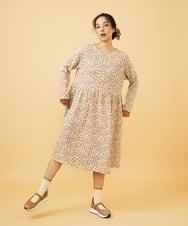 GJPCD30280 Jocomomola(ホコモモラ) 【早割10％OFF】フラワープリント裏毛ワンピース アイボリー