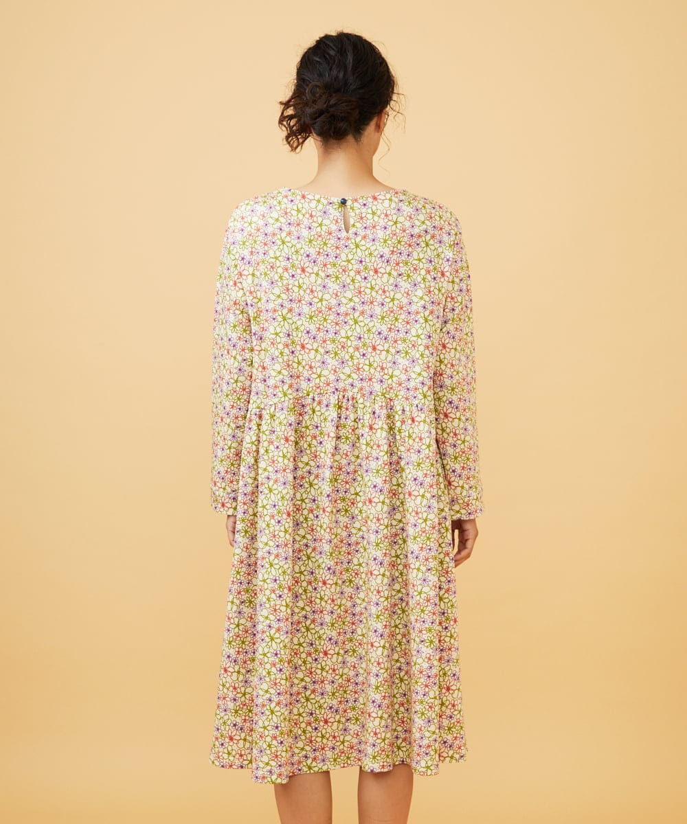 GJPCD30280 Jocomomola(ホコモモラ) 【早割10％OFF】フラワープリント裏毛ワンピース アイボリー