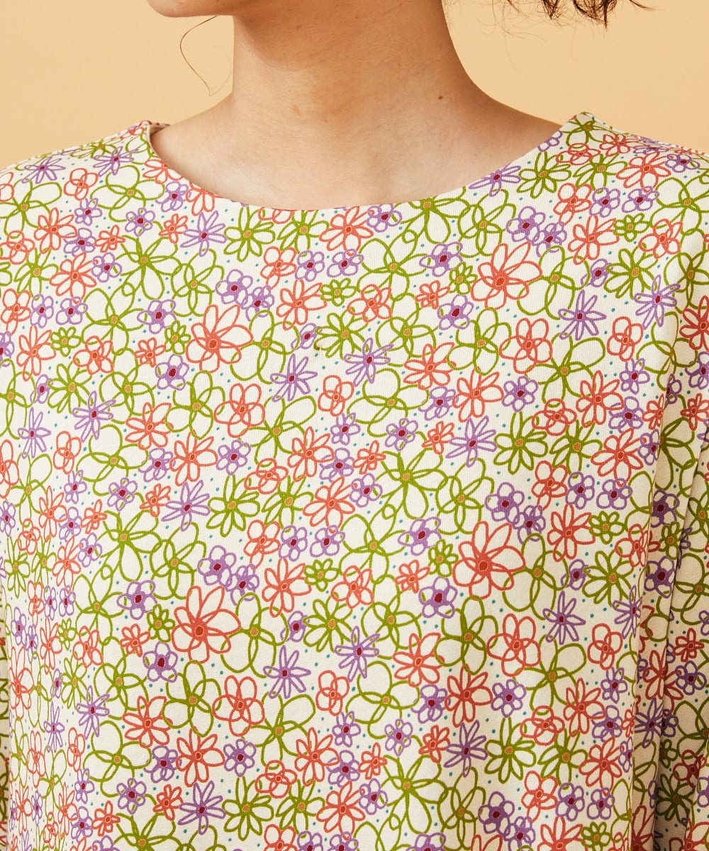 GJPCD30280 Jocomomola(ホコモモラ) 【早割10％OFF】フラワープリント裏毛ワンピース アイボリー