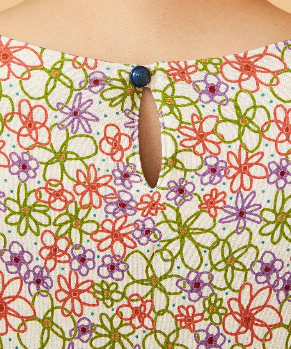 GJPCD30280 Jocomomola(ホコモモラ) 【早割10％OFF】フラワープリント裏毛ワンピース アイボリー