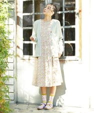 GJPCD30280 Jocomomola(ホコモモラ) Rocinante フラワープリント裏毛ワンピース アイボリー