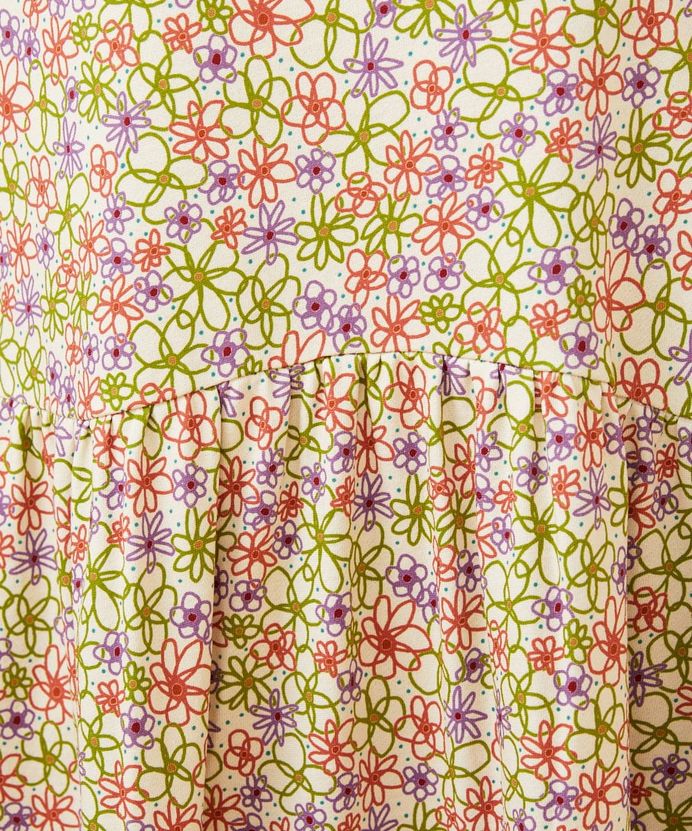 GJPCD30280 Jocomomola(ホコモモラ) 【早割10％OFF】フラワープリント裏毛ワンピース アイボリー