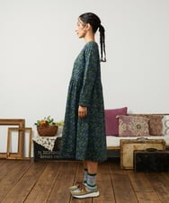 GJPCD30280 Jocomomola(ホコモモラ) Rocinante フラワープリント裏毛ワンピース ダークグレー