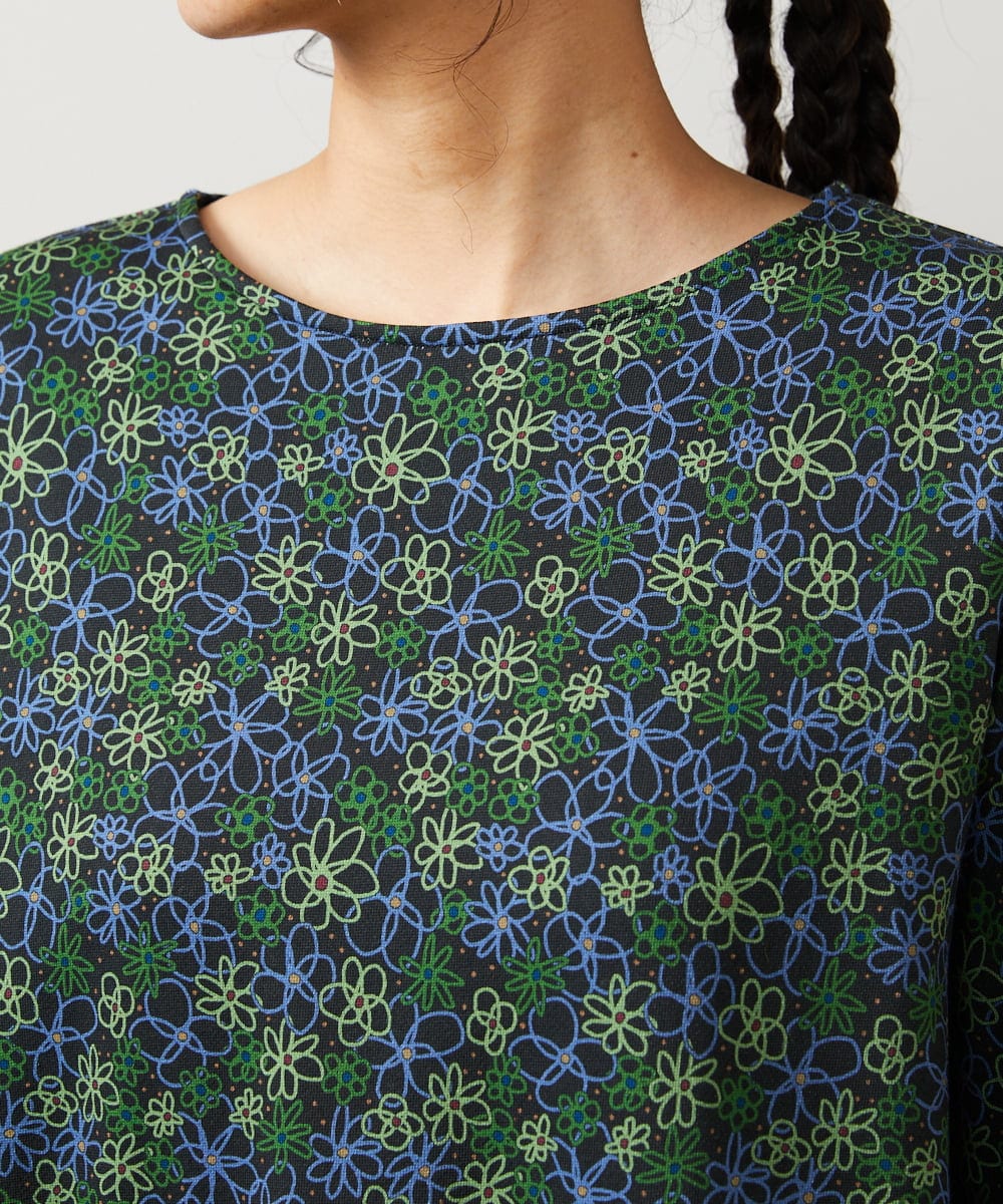 GJPCD30280 Jocomomola(ホコモモラ) Rocinante フラワープリント裏毛ワンピース ダークグレー