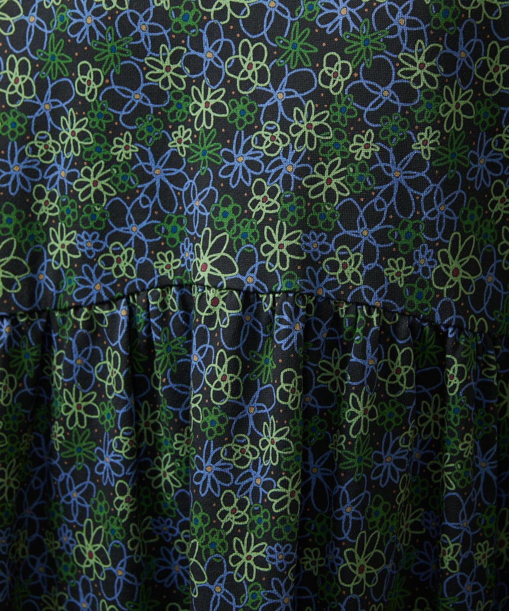 GJPCD30280 Jocomomola(ホコモモラ) Rocinante フラワープリント裏毛ワンピース ダークグレー