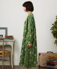 GJPCD33300 Jocomomola(ホコモモラ) Molino ダブルジャカード総柄ワンピース グリーン