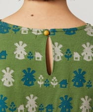 GJPCD33300 Jocomomola(ホコモモラ) Molino ダブルジャカード総柄ワンピース グリーン