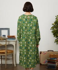 GJPCD33300 Jocomomola(ホコモモラ) Molino ダブルジャカード総柄ワンピース グリーン