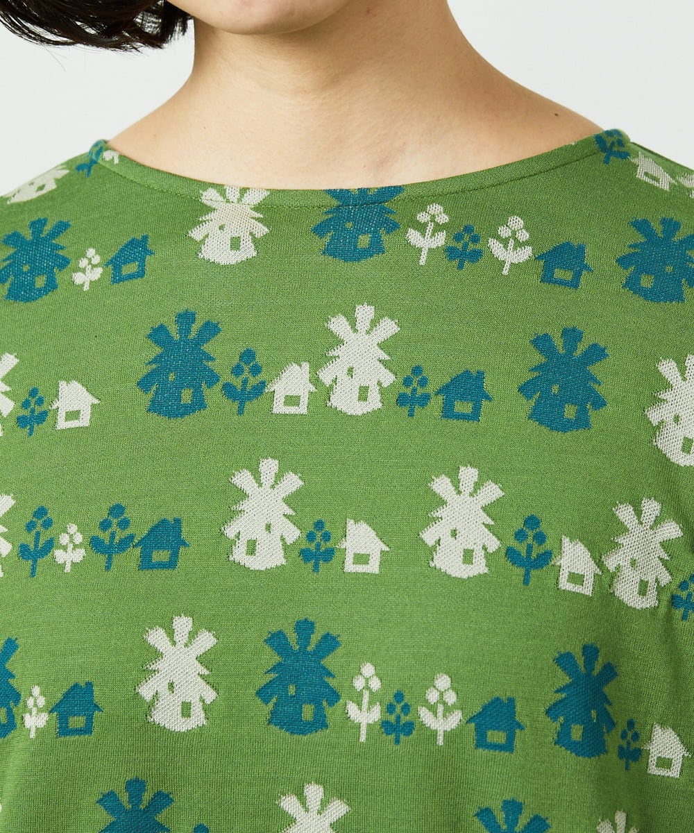 GJPCD33300 Jocomomola(ホコモモラ) Molino ダブルジャカード総柄ワンピース グリーン