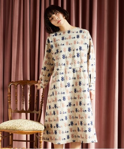 GJPCD33300 Jocomomola Molino ダブルジャカード総柄ワンピース