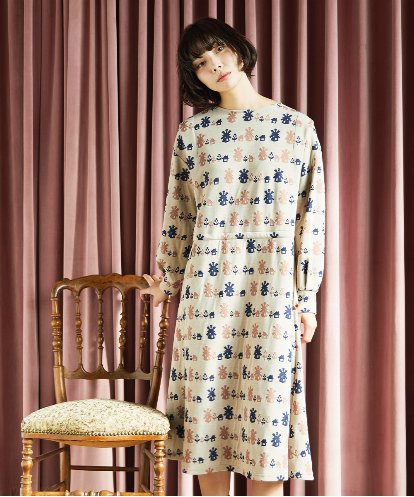 GJPCD33300 Jocomomola Molino ダブルジャカード総柄ワンピース