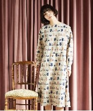 GJPCD33300 Jocomomola(ホコモモラ) Molino ダブルジャカード総柄ワンピース アイボリー