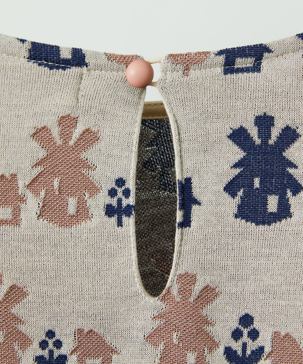 GJPCD33300 Jocomomola(ホコモモラ) Molino ダブルジャカード総柄ワンピース アイボリー