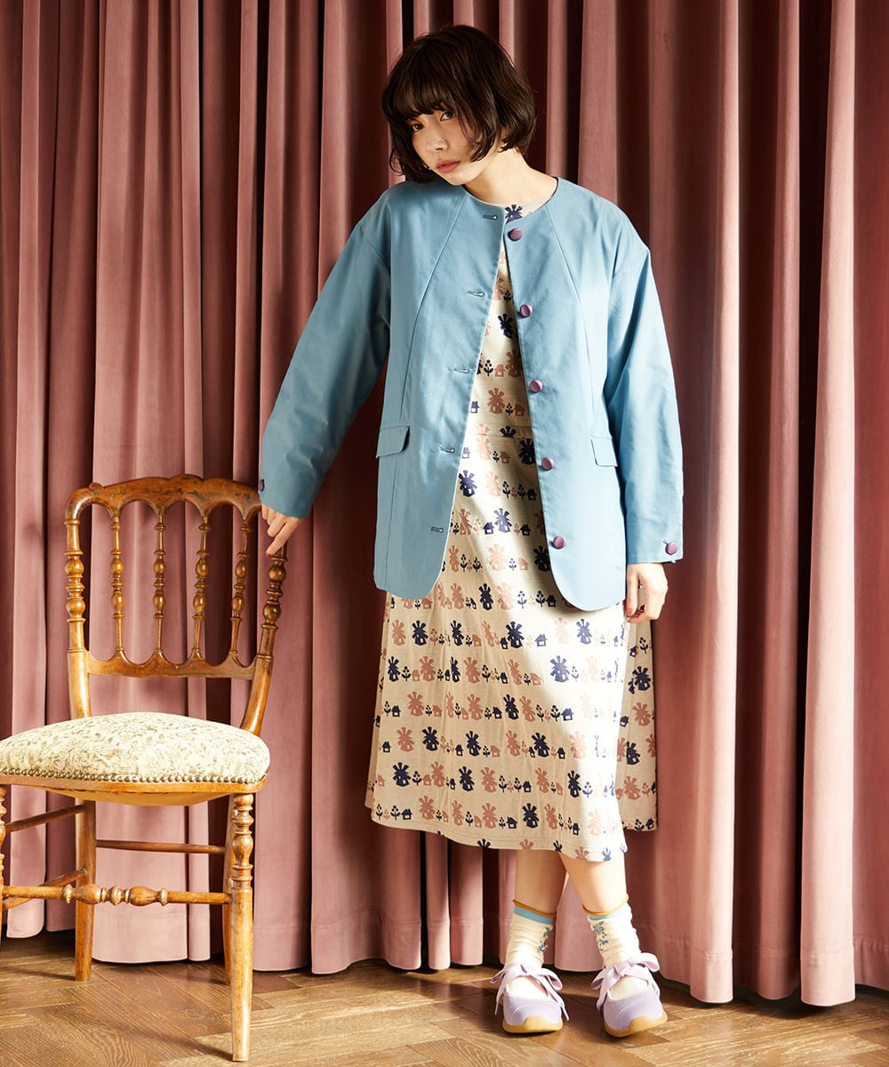 GJPCD33300 Jocomomola(ホコモモラ) Molino ダブルジャカード総柄ワンピース アイボリー