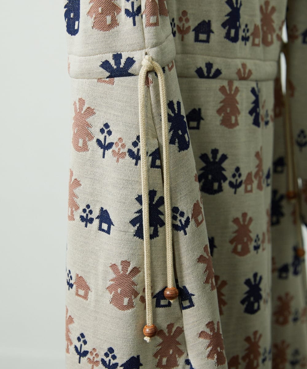 GJPCD33300 Jocomomola(ホコモモラ) Molino ダブルジャカード総柄ワンピース アイボリー