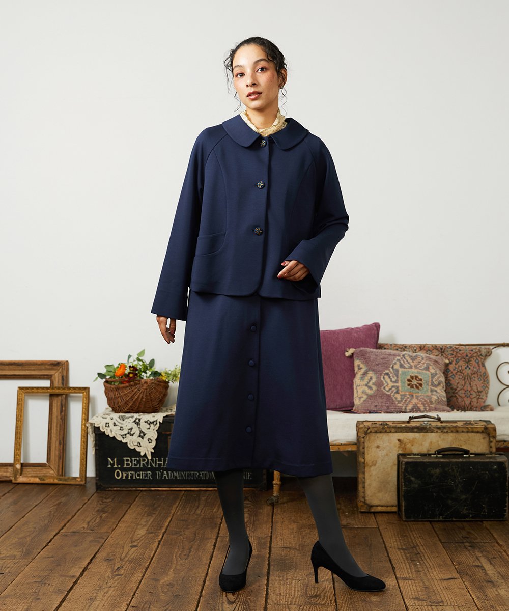 GJPCD51260 Jocomomola(ホコモモラ) ポンチストレッチワンピース ネイビー