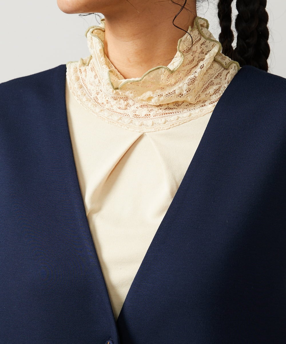 GJPCD51260 Jocomomola(ホコモモラ) ポンチストレッチワンピース ネイビー