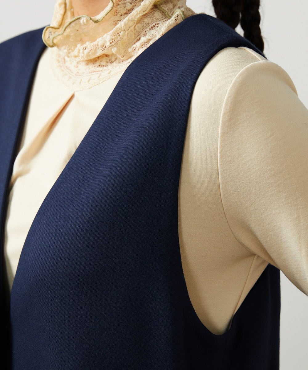 GJPCD51260 Jocomomola(ホコモモラ) ポンチストレッチワンピース ネイビー