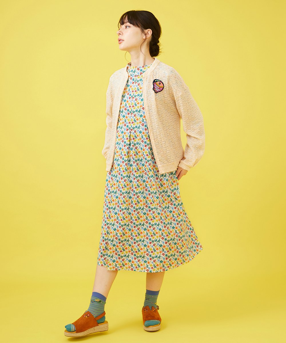 GJPDA32280 Jocomomola(ホコモモラ) Amarillo limon フラワープリントワンピース アイボリー
