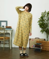GJPDD30300 Jocomomola(ホコモモラ) Crisantemo curvo フラワー総刺繡ワンピース イエロー