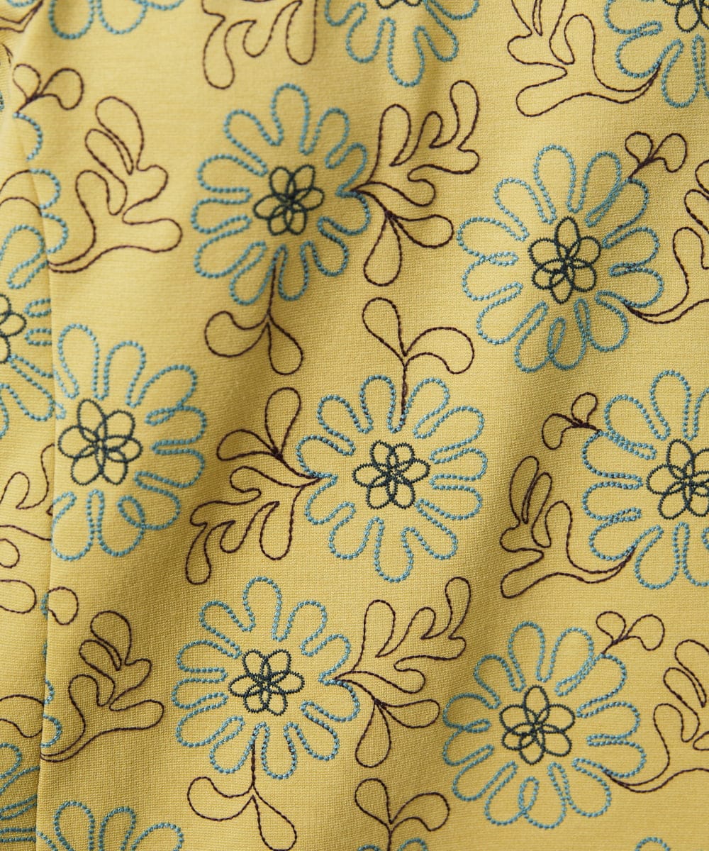 GJPDD30300 Jocomomola(ホコモモラ) Crisantemo curvo フラワー総刺繡ワンピース イエロー