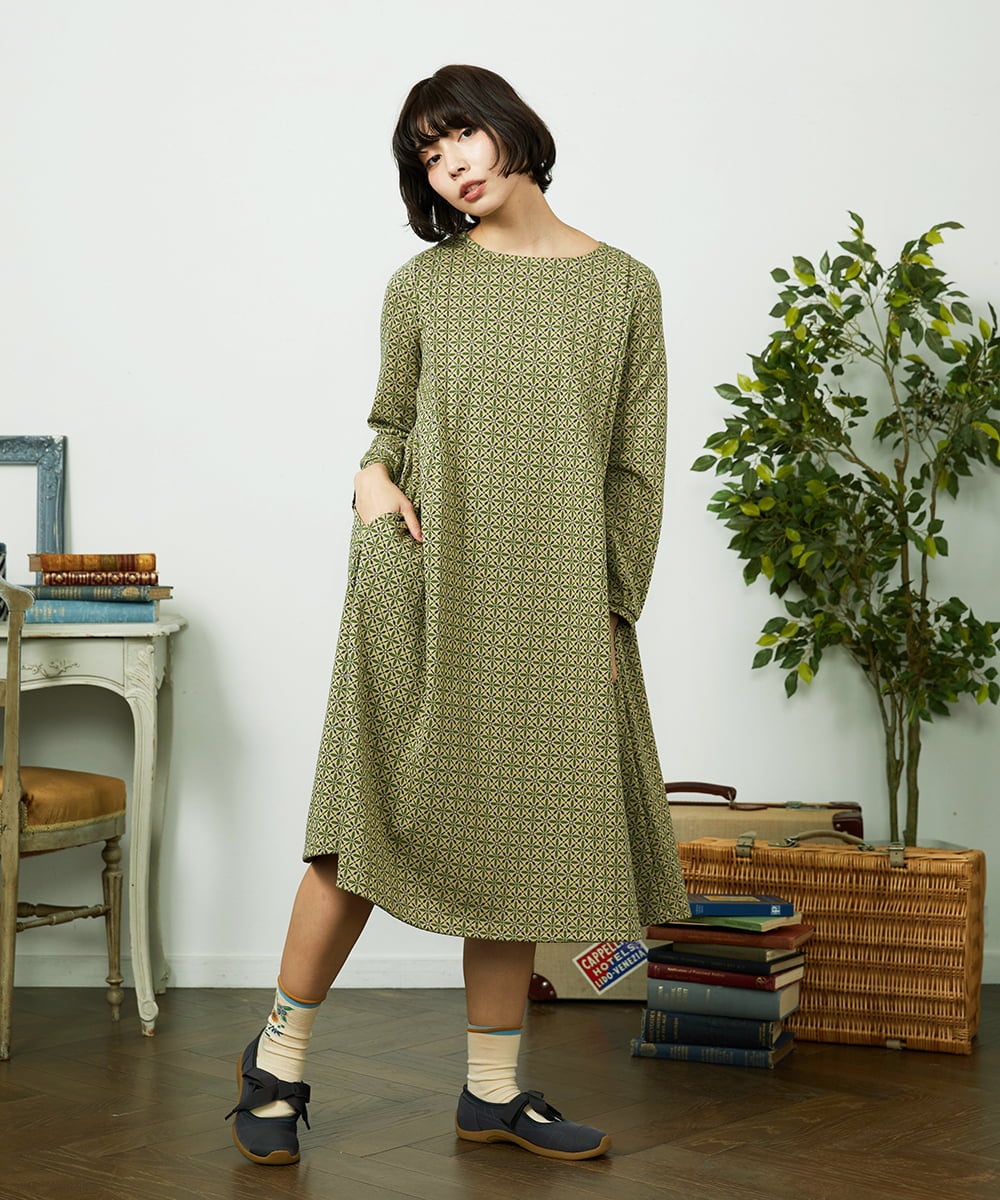 GJPDD31270 Jocomomola(ホコモモラ) Armadura de flores ジャカードワンピース ベージュ