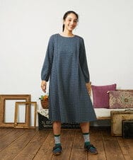 GJPDD31270 Jocomomola(ホコモモラ) 【先行予約】幾何学柄ジャカードワンピース ネイビー