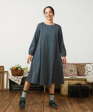 GJPDD31270 Jocomomola(ホコモモラ) 【先行予約】幾何学柄ジャカードワンピース ネイビー