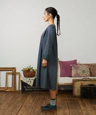 GJPDD31270 Jocomomola(ホコモモラ) 【先行予約】幾何学柄ジャカードワンピース ネイビー