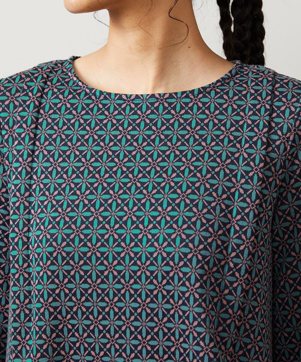 GJPDD31270 Jocomomola(ホコモモラ) 【先行予約】幾何学柄ジャカードワンピース ネイビー