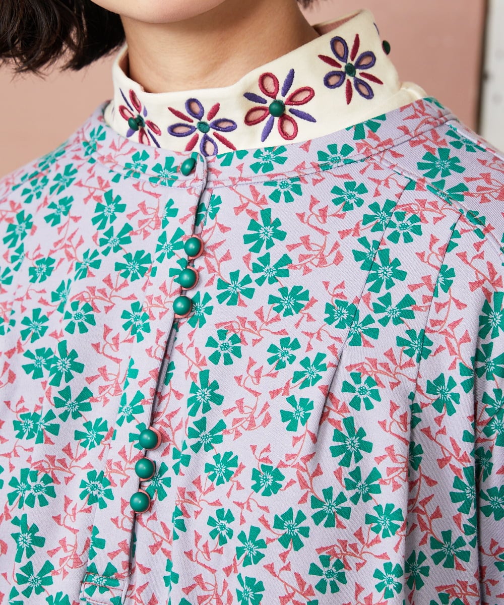 GJPDE36260 Jocomomola(ホコモモラ) Los molinos de vient フラワープリントワンピース ラベンダー