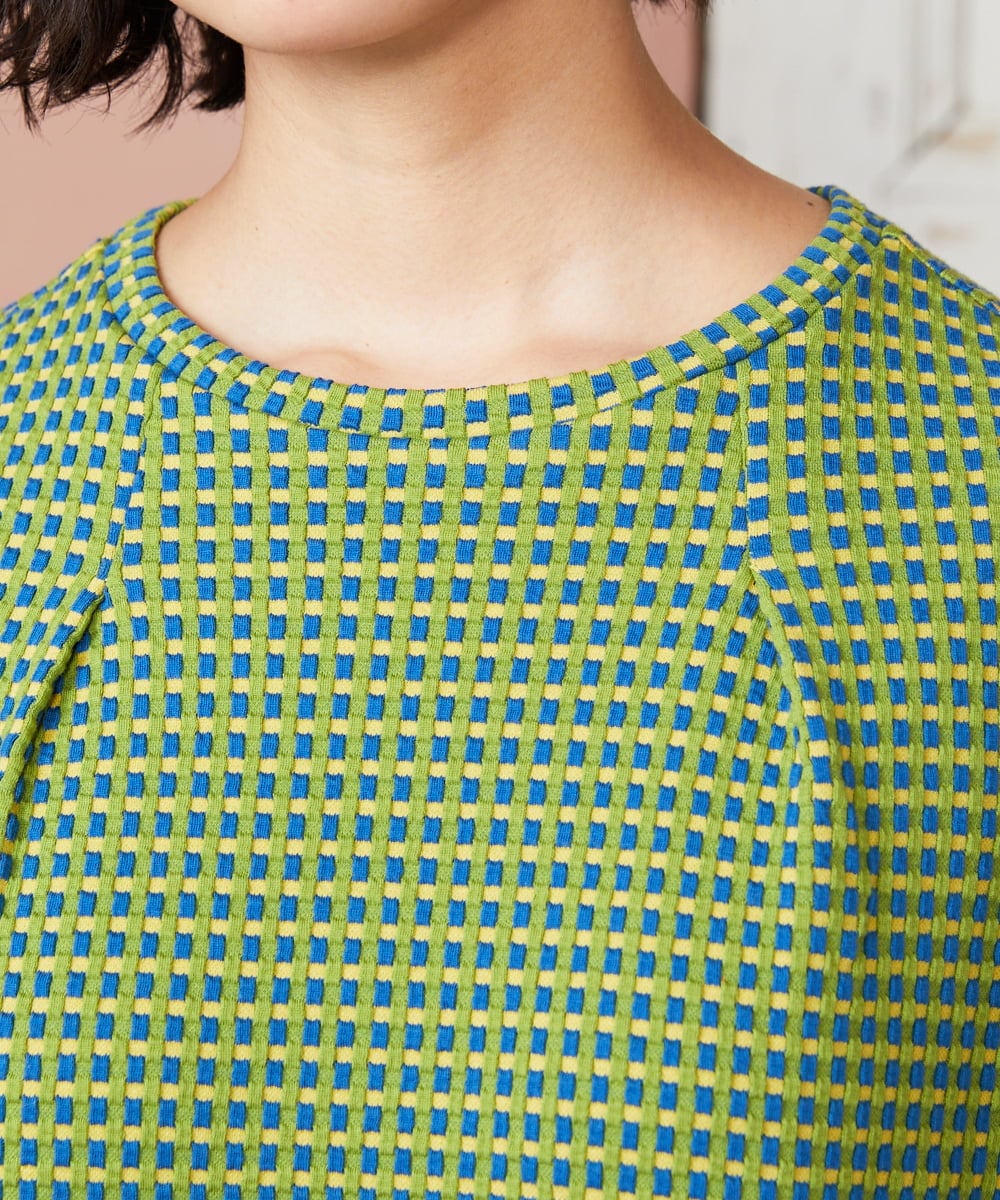 GJPDE39300 Jocomomola(ホコモモラ) Encrucijada チェックジャカードワンピース グリーン