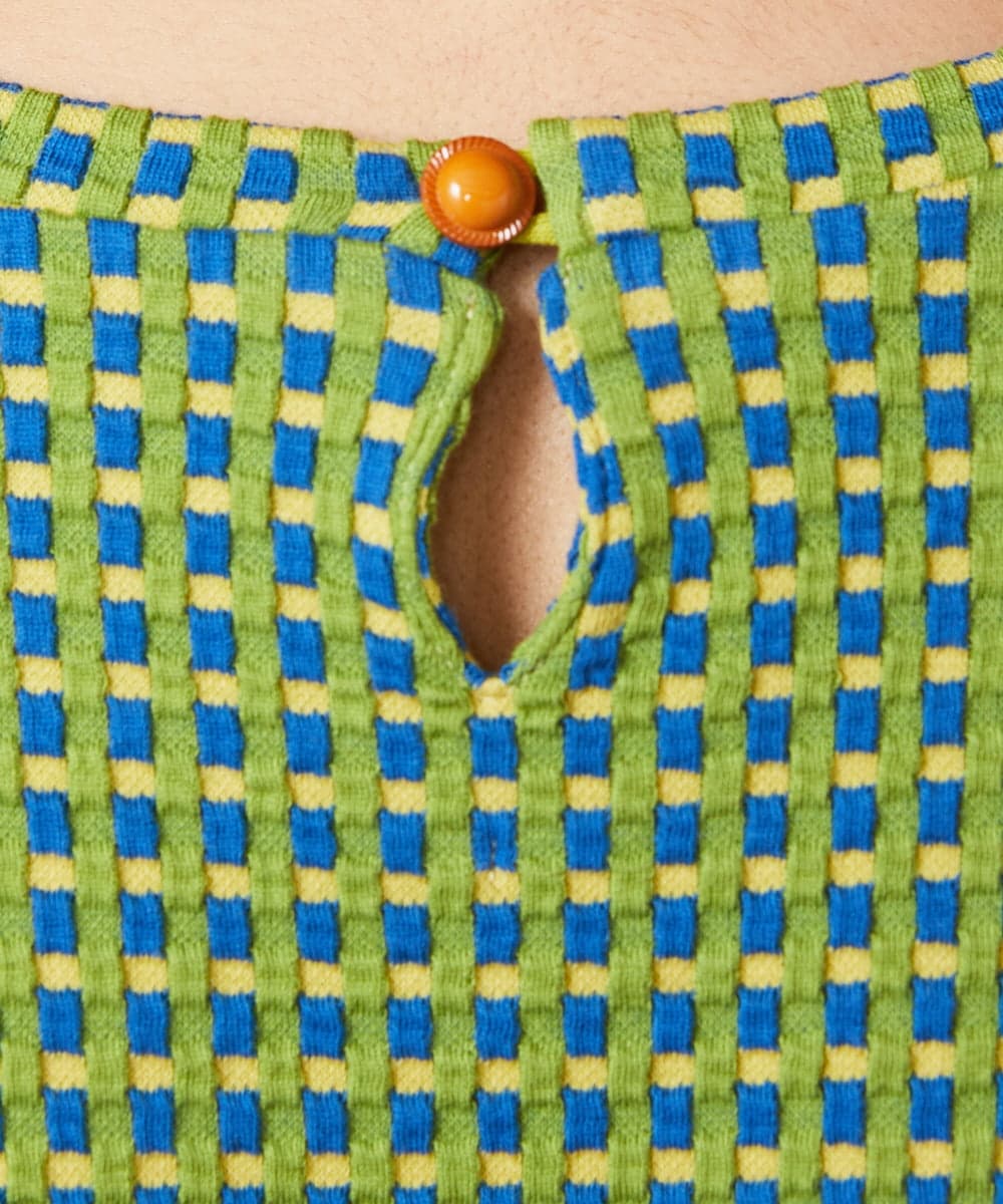 GJPDE39300 Jocomomola(ホコモモラ) Encrucijada チェックジャカードワンピース グリーン