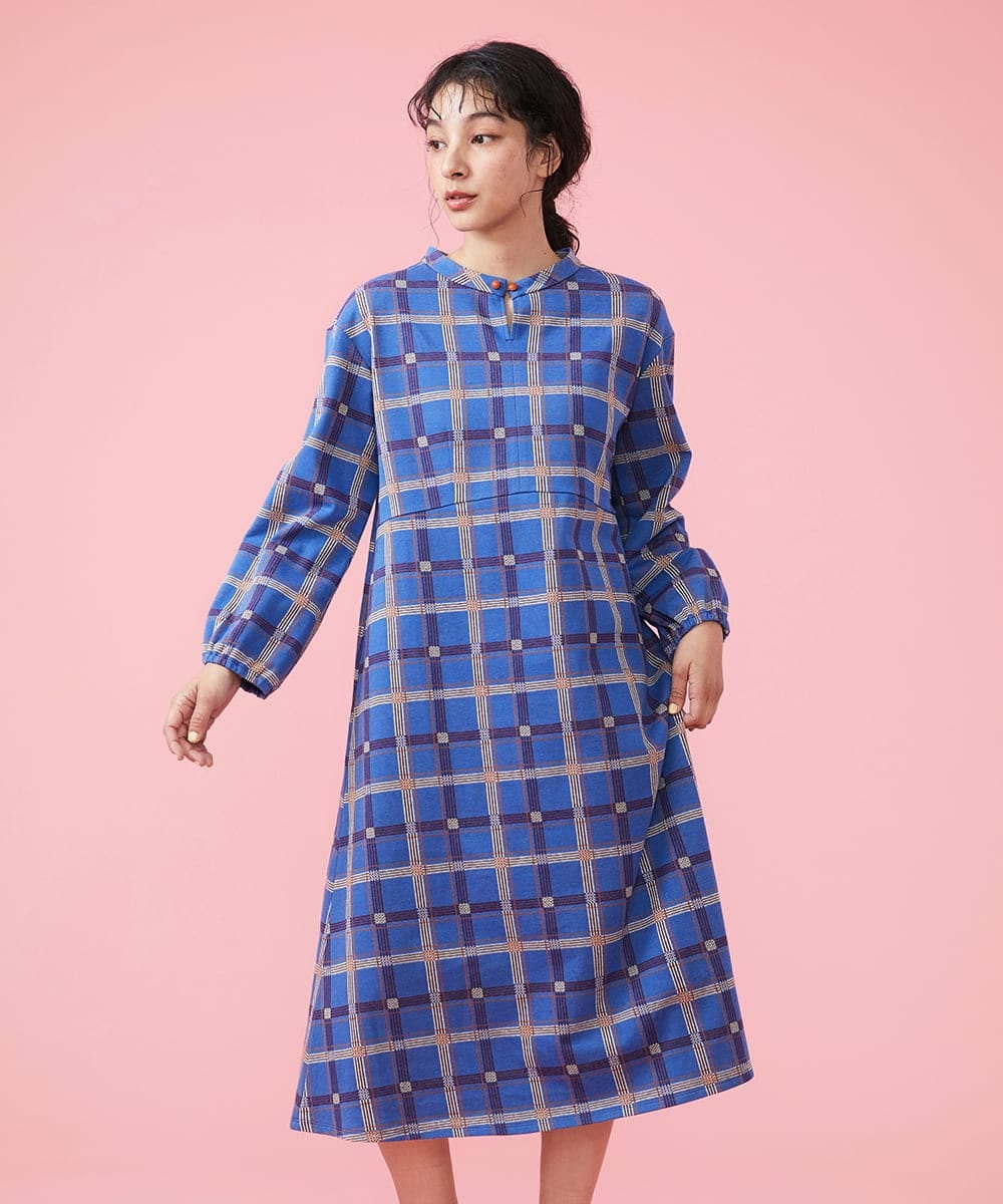 GJPDT01280 Jocomomola(ホコモモラ) Azul チェックワンピース ブルー
