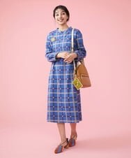 GJPDT01280 Jocomomola(ホコモモラ) Azul チェックワンピース ブルー