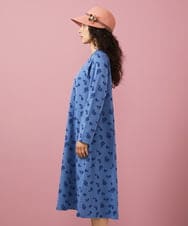 GJPFA35280 Jocomomola(ホコモモラ) Flor de baile フラワーチェックジャカードワンピース ブルー