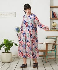 GJPFD01330 Jocomomola(ホコモモラ) Caballerias アニマルジャカードシアーワンピース ピンク