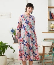 GJPFD01330 Jocomomola(ホコモモラ) Caballerias アニマルジャカードシアーワンピース ピンク