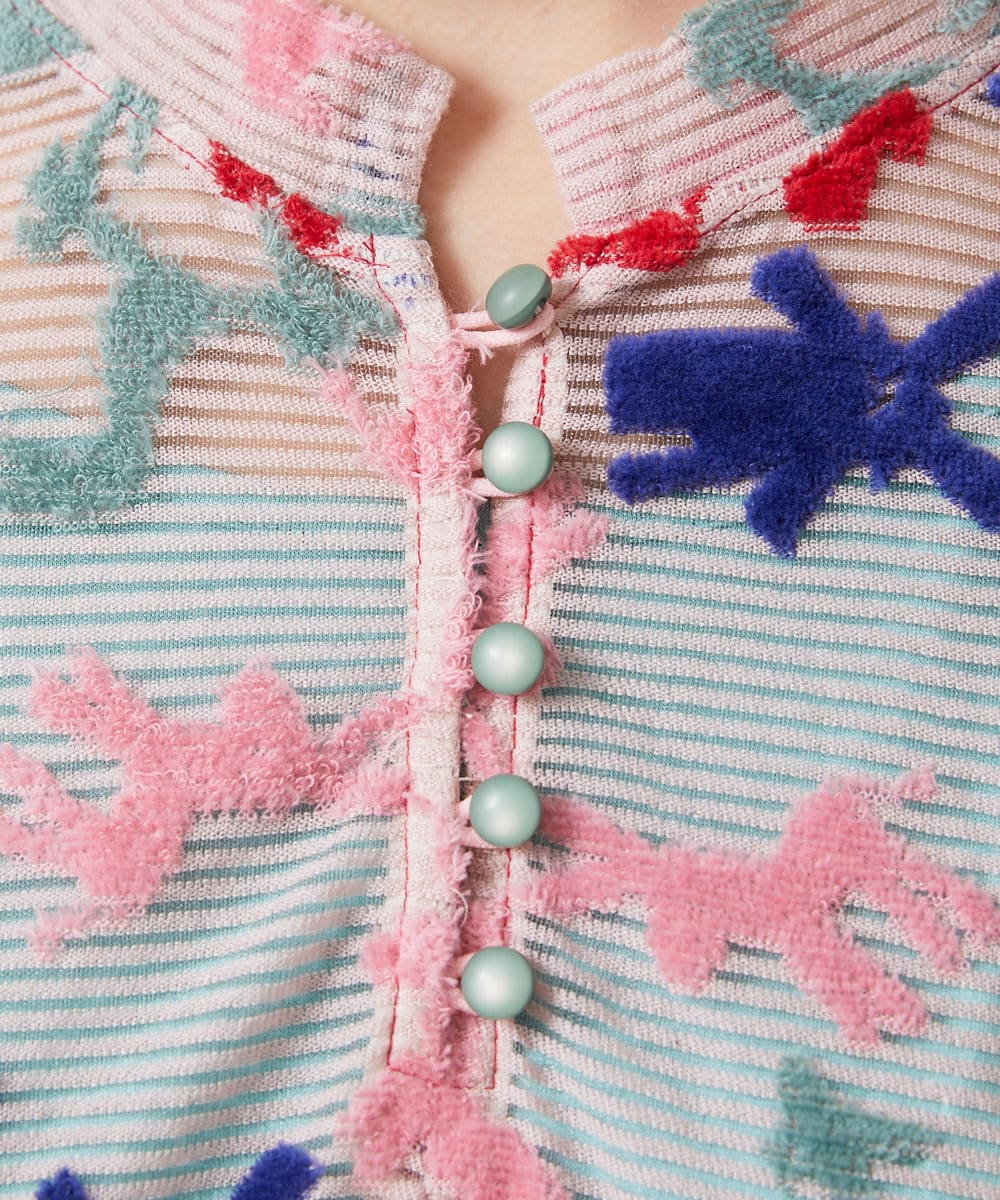 GJPFD01330 Jocomomola(ホコモモラ) Caballerias アニマルジャカードシアーワンピース ピンク