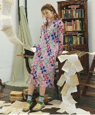 GJPFD01330 Jocomomola(ホコモモラ) Caballerias アニマルジャカードシアーワンピース ピンク