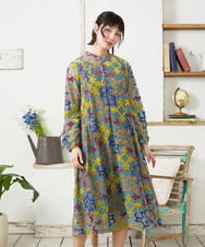 GJPFD01330 Jocomomola(ホコモモラ) Caballerias アニマルジャカードシアーワンピース ライトブルー