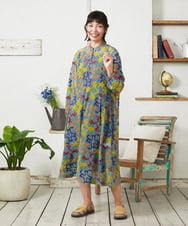 GJPFD01330 Jocomomola(ホコモモラ) Caballerias アニマルジャカードシアーワンピース ライトブルー