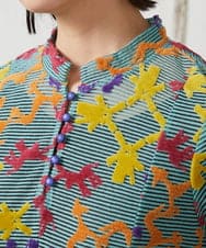 GJPFD01330 Jocomomola(ホコモモラ) Caballerias アニマルジャカードシアーワンピース ライトブルー