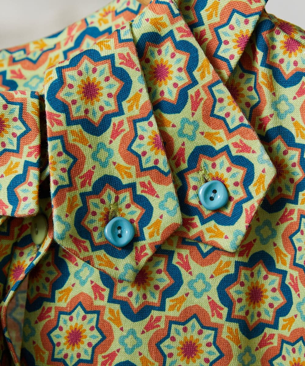 GJPFD30260 Jocomomola(ホコモモラ) En un sueno 幾何学プリントワンピース グリーン